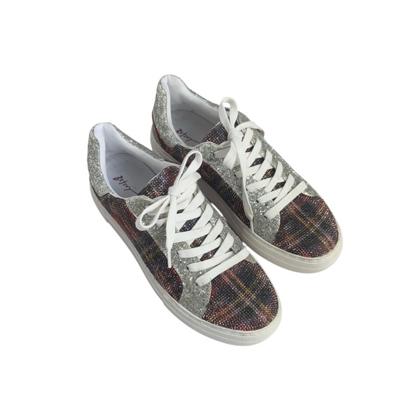 Betsey Johnson Lindsay Lace up embellished bling sparkle rhinestone sneakers 8 - Picture 12 of 14